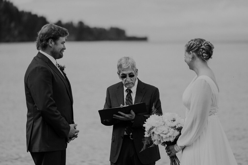 Between Beaches, Alaska elopement ceremony