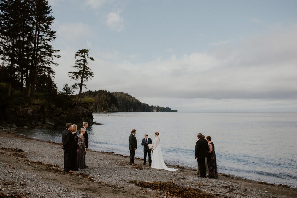 Between Beaches, Alaska elopement ceremony
