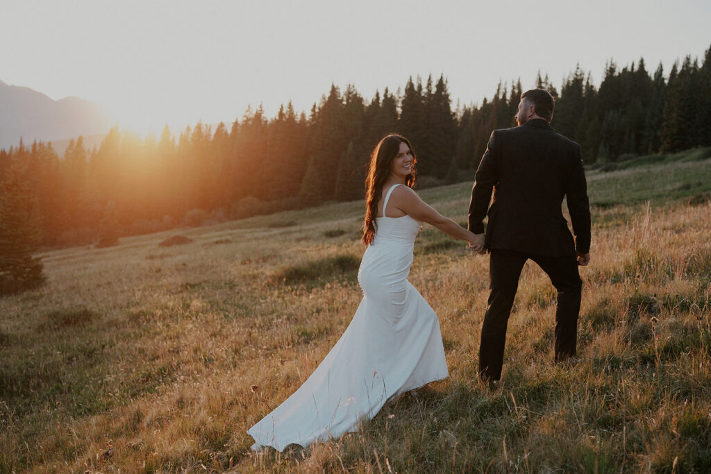 Sunset elopement portraits in Colorado