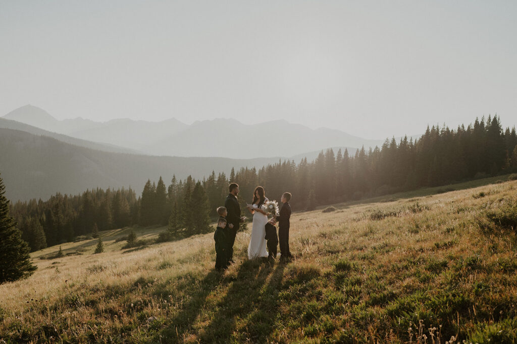 Intimate family elopement ceremony on the mountain in Breckenridge