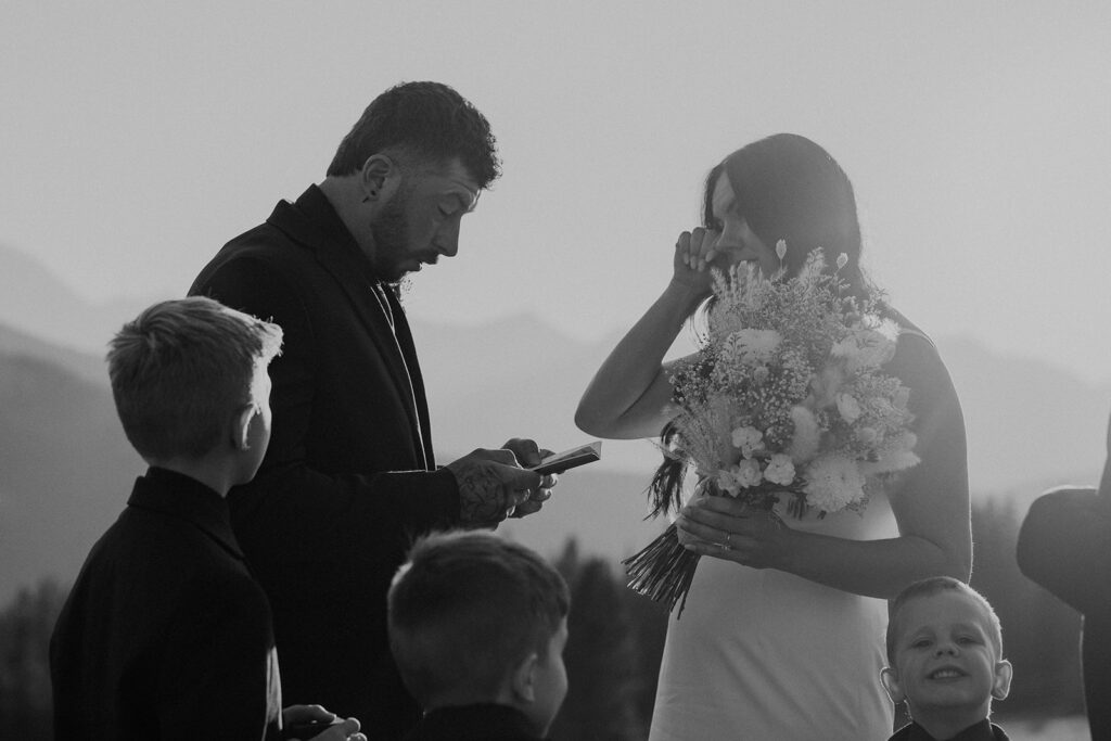 Intimate family elopement ceremony on the mountain in Breckenridge