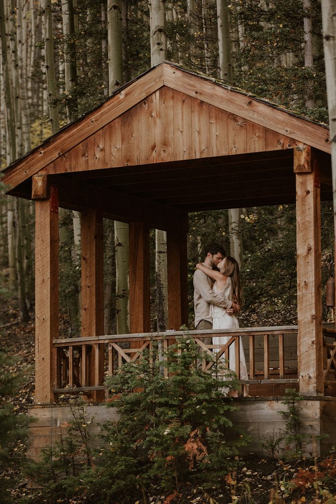A private Telluride elopement ceremony in a gazebo