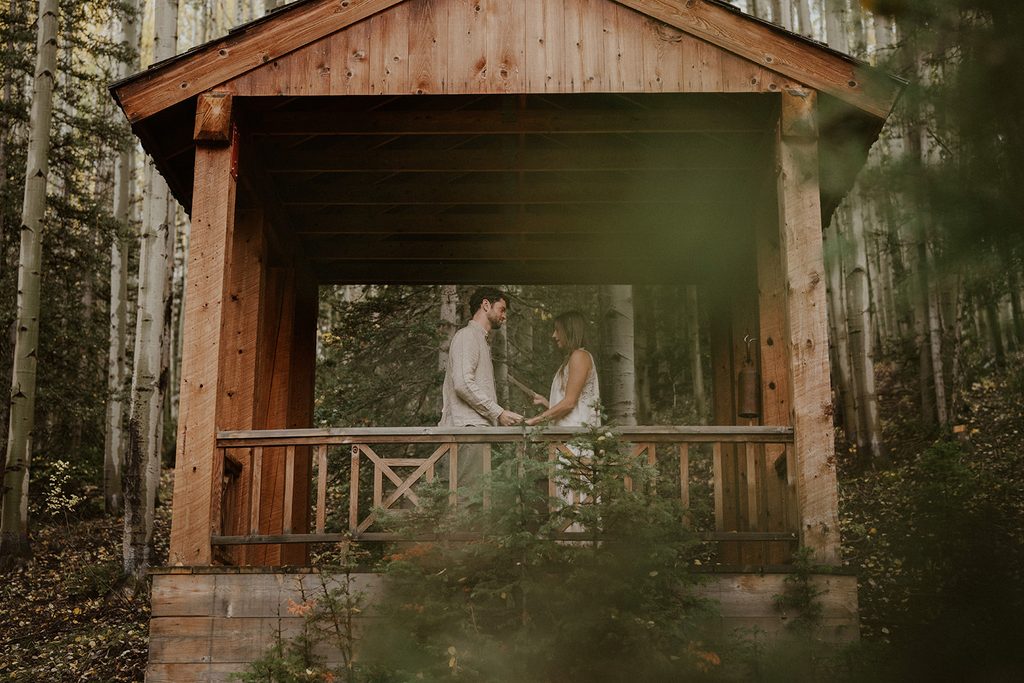 A private Telluride elopement ceremony in a gazebo