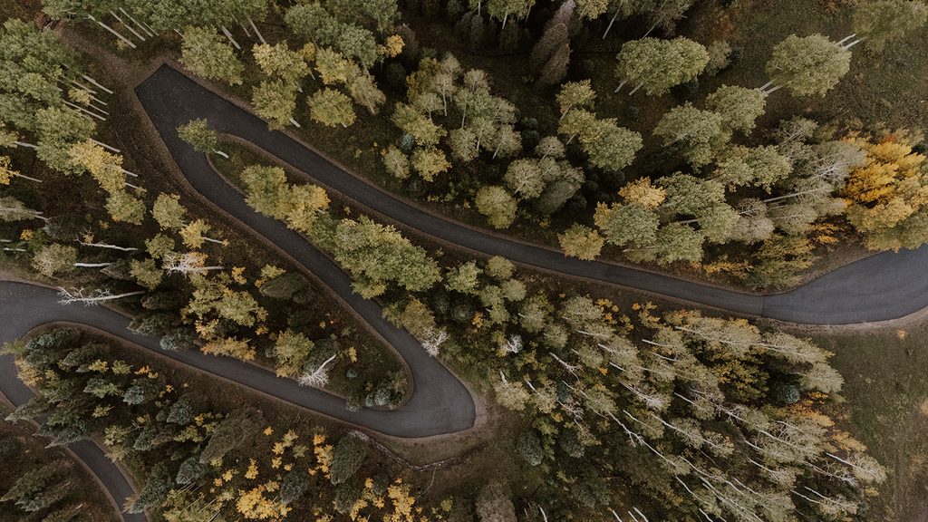 Drone photos of rainy mountains in Telluride, Colorado