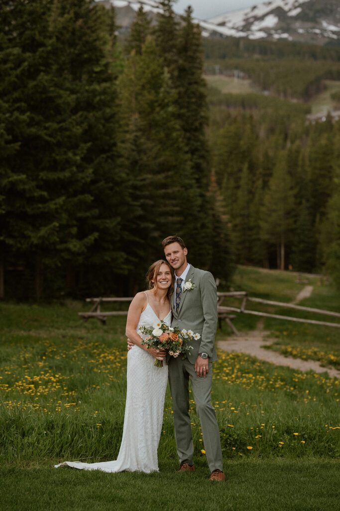 Bride and grooms portraits during their Colorado mountain elopement in Breckenridge