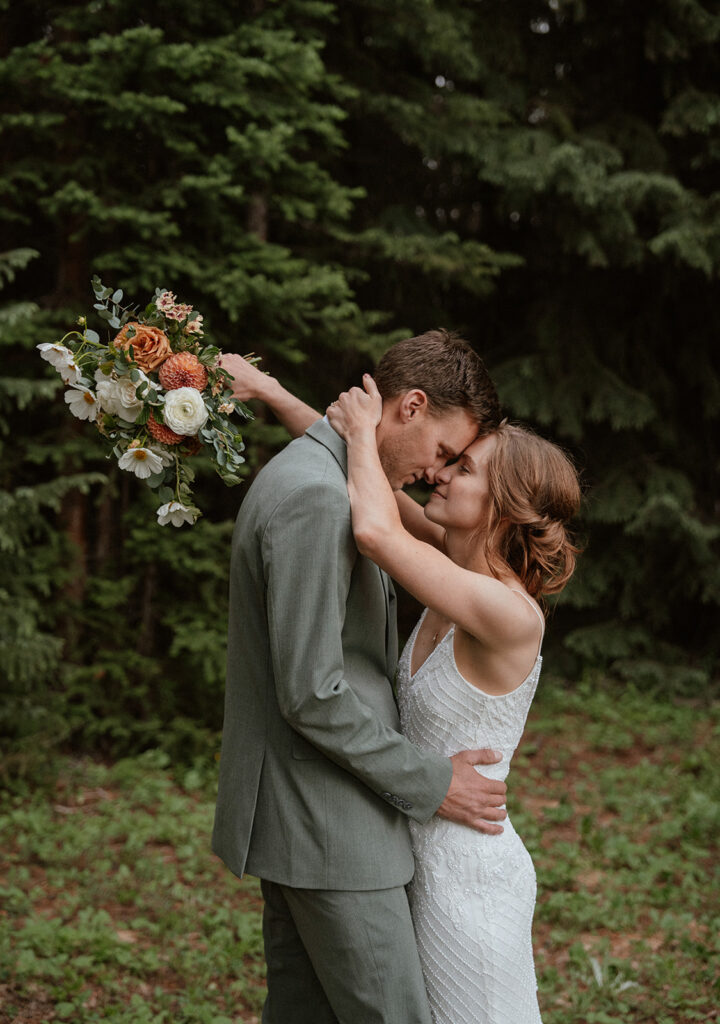 Bride and grooms intimate elopement portraits