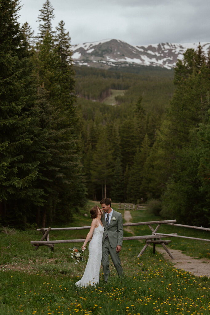 Bride and grooms Colorado mountain elopement portraits in Breckenridge 