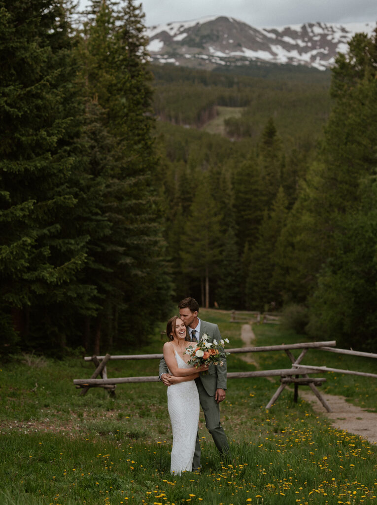 Bride and grooms Colorado mountain elopement portraits in Breckenridge