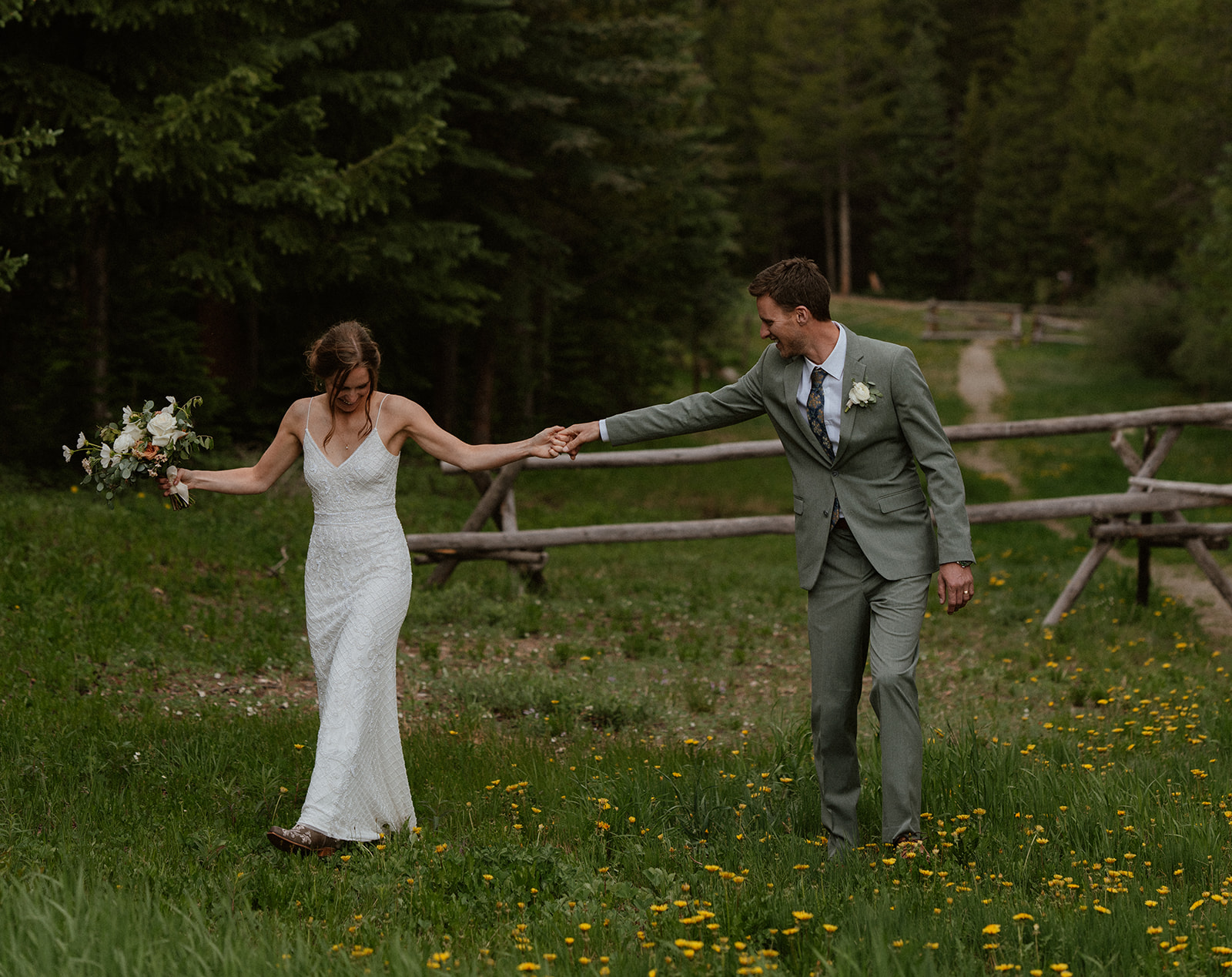 Bride and grooms outdoor elopement photos