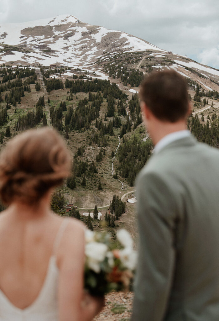 Bride and grooms Colorado mountain elopement photos from their Peak 9 Breckenridge elopement