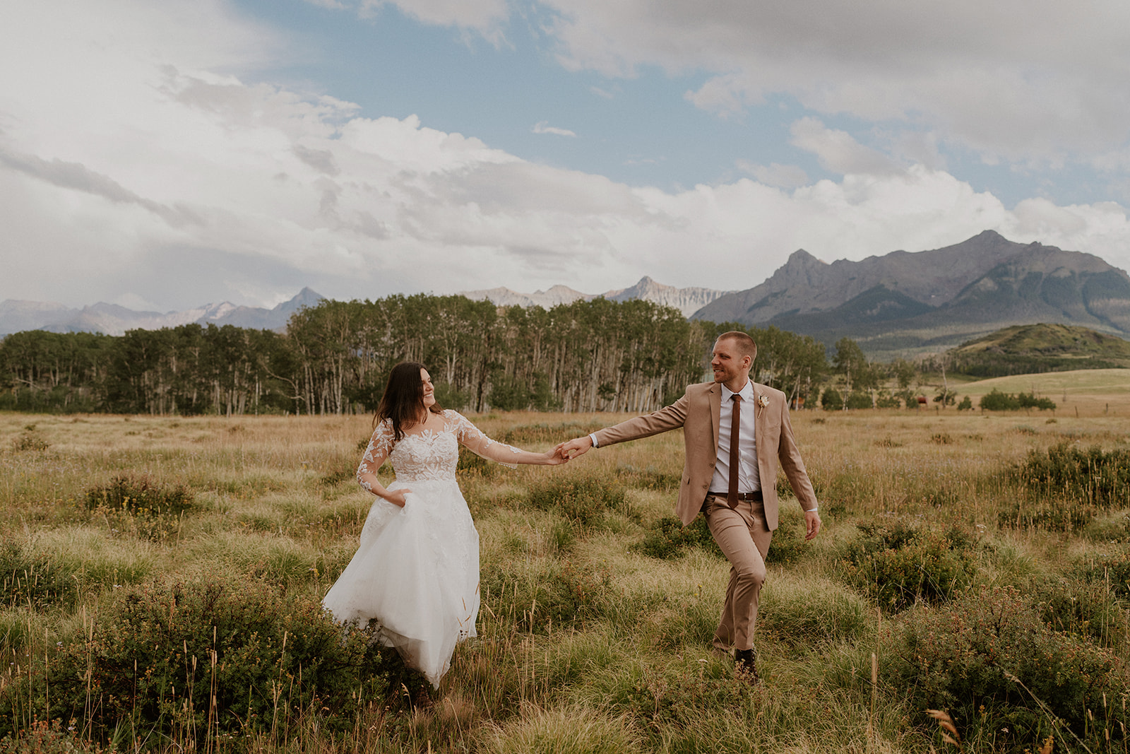 Bride and grooms portraits during their Telluride, Colorado elopement