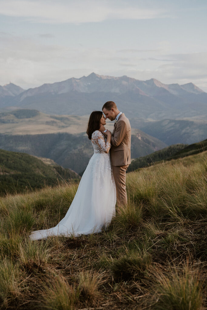 Bride and grooms intimate Telluride, Colorado elopement portraits 