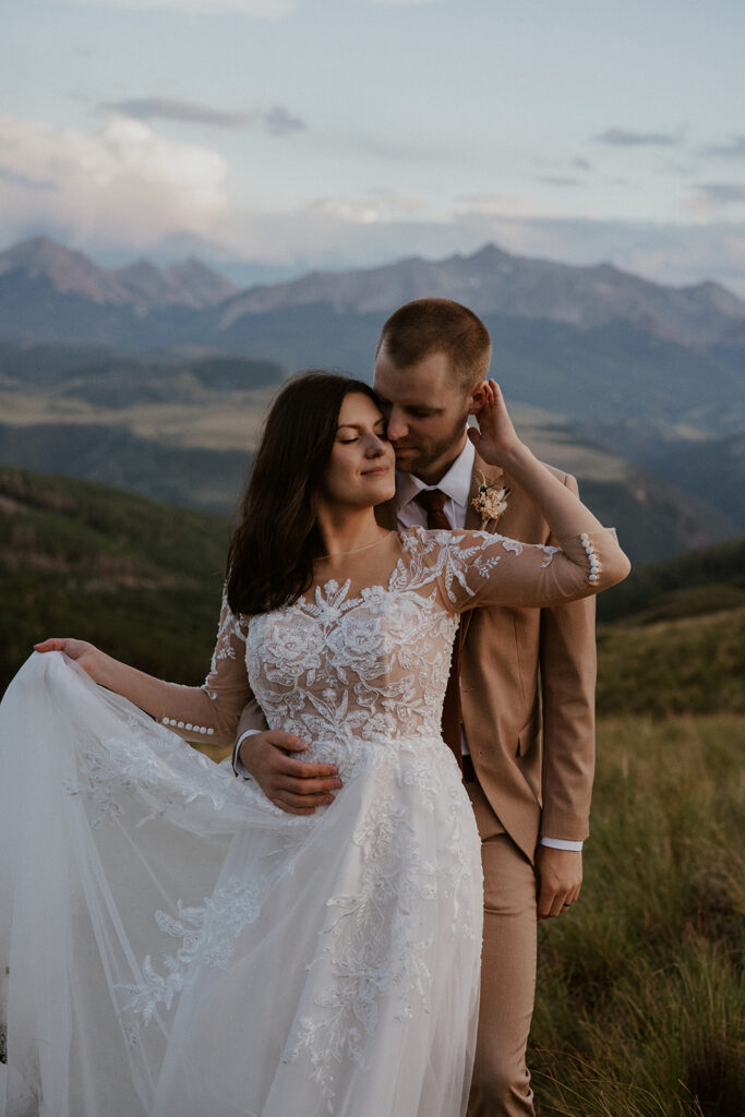 Bride and grooms mountain elopement portraits in Telluride, Colorado