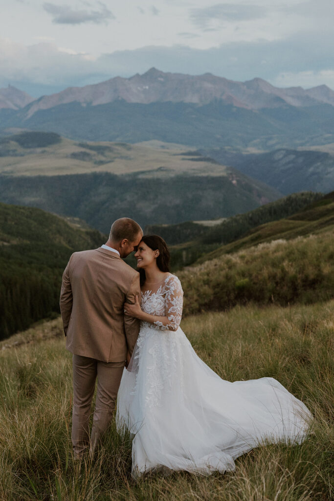 Bride and grooms mountain elopement portraits in Telluride, Colorado