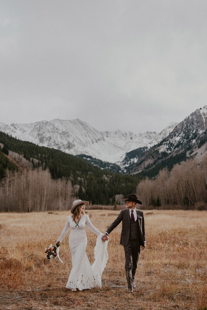 Bride and grooms Aspen Colorado elopement in the mountains