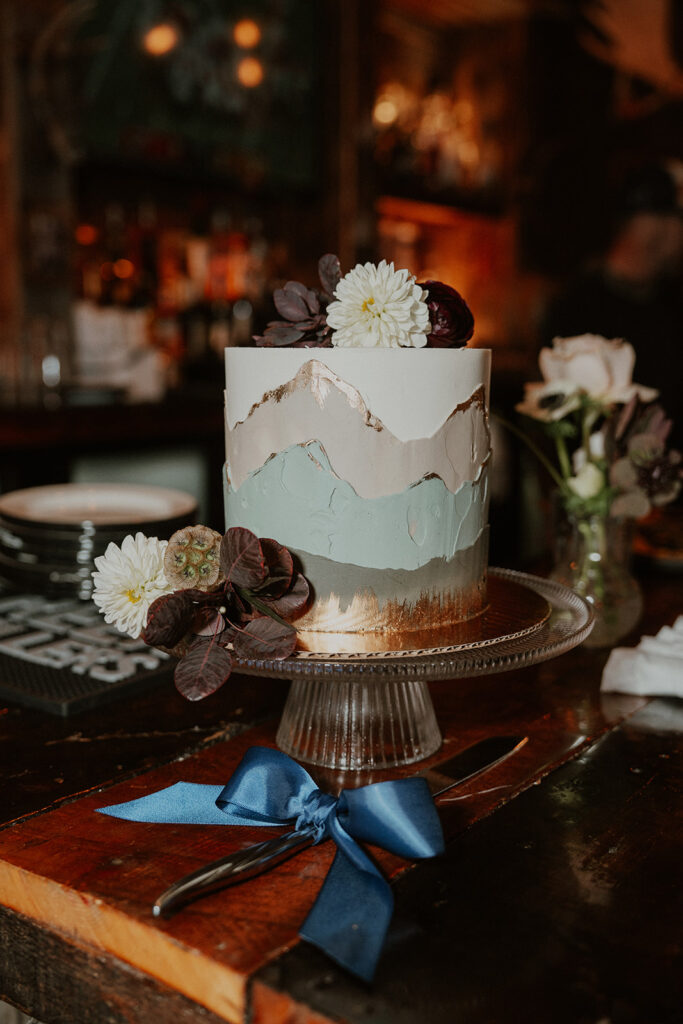 Small elopement cake from a Woody Creek Tavern elopement reception